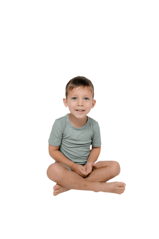 Solid Green Ribbed 2-Piece Shorts Set