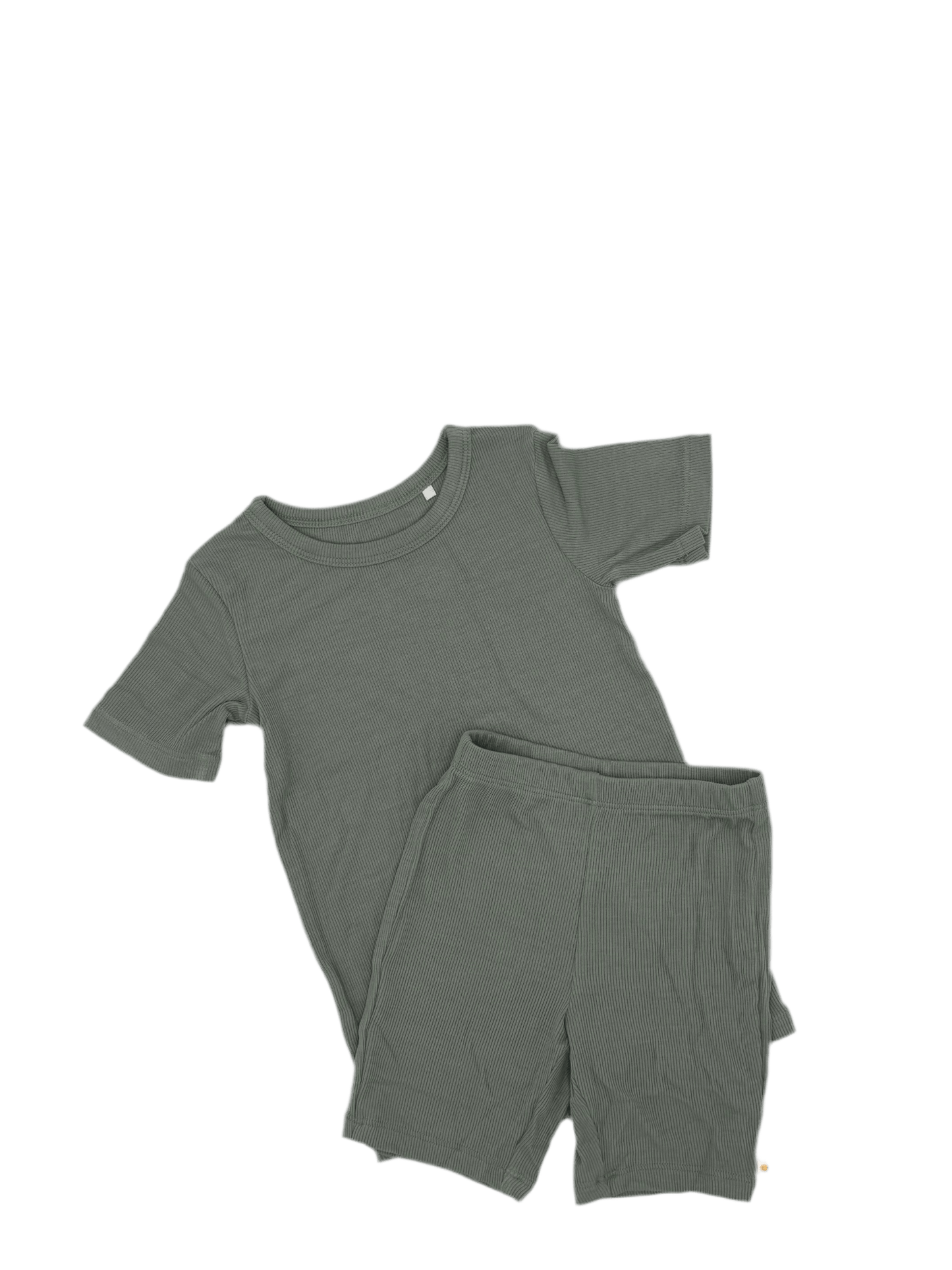 Solid Green Ribbed 2-Piece Shorts Set